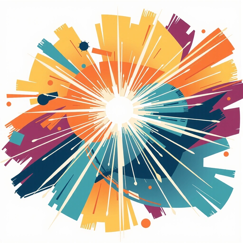 Ilustrație cu simboluri de energie și vitalitate