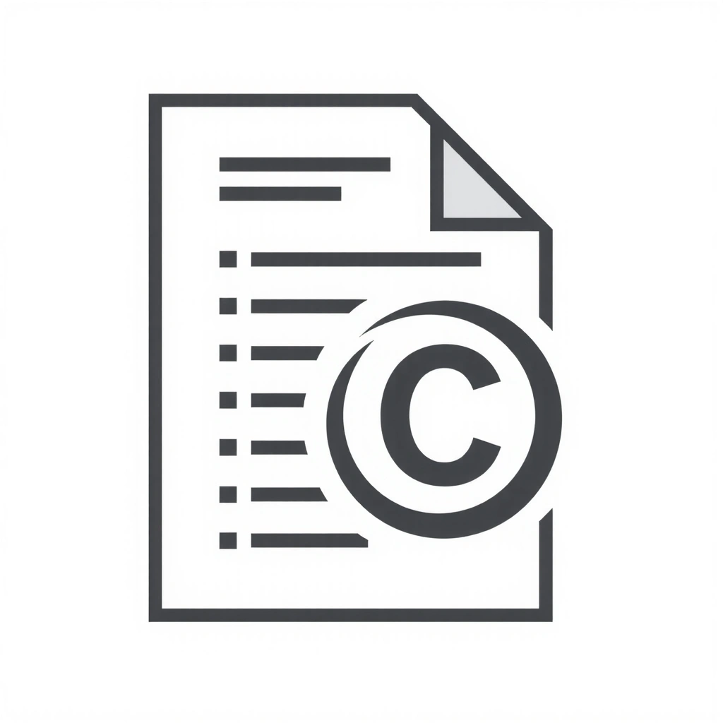 Iconiță stilizată a unui document cu un simbol de copyright