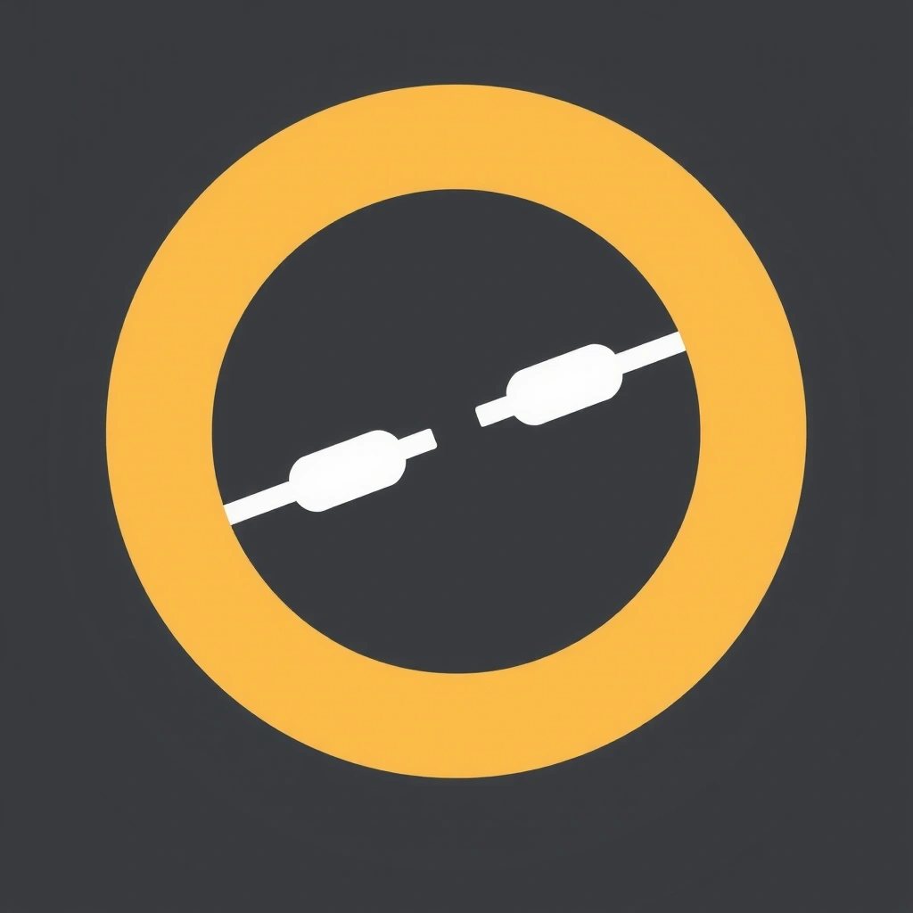 Iconiță stilizată a unui lanț rupt, simbolizând deconectarea de responsabilitate pentru link-uri externe